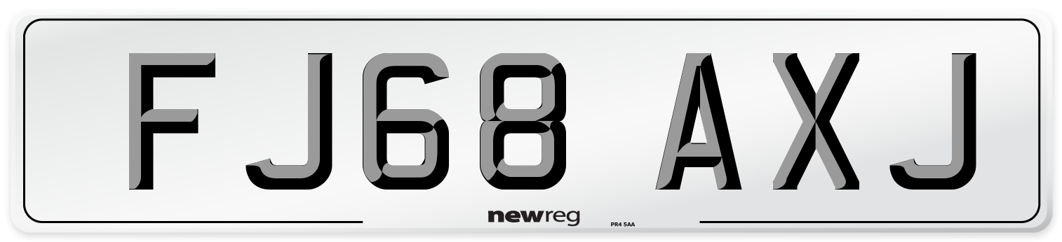 FJ68 AXJ Number Plate from New Reg